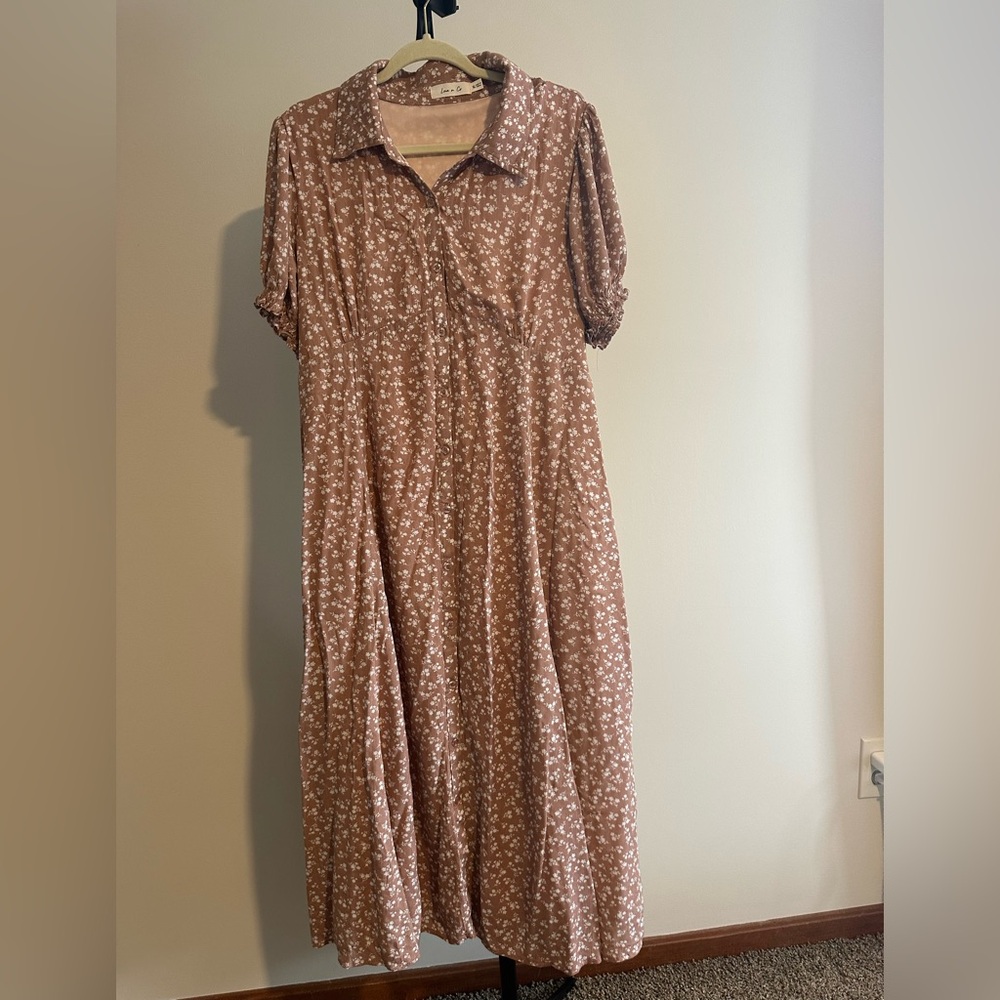 Floral Dusty Mauve Midi Dress